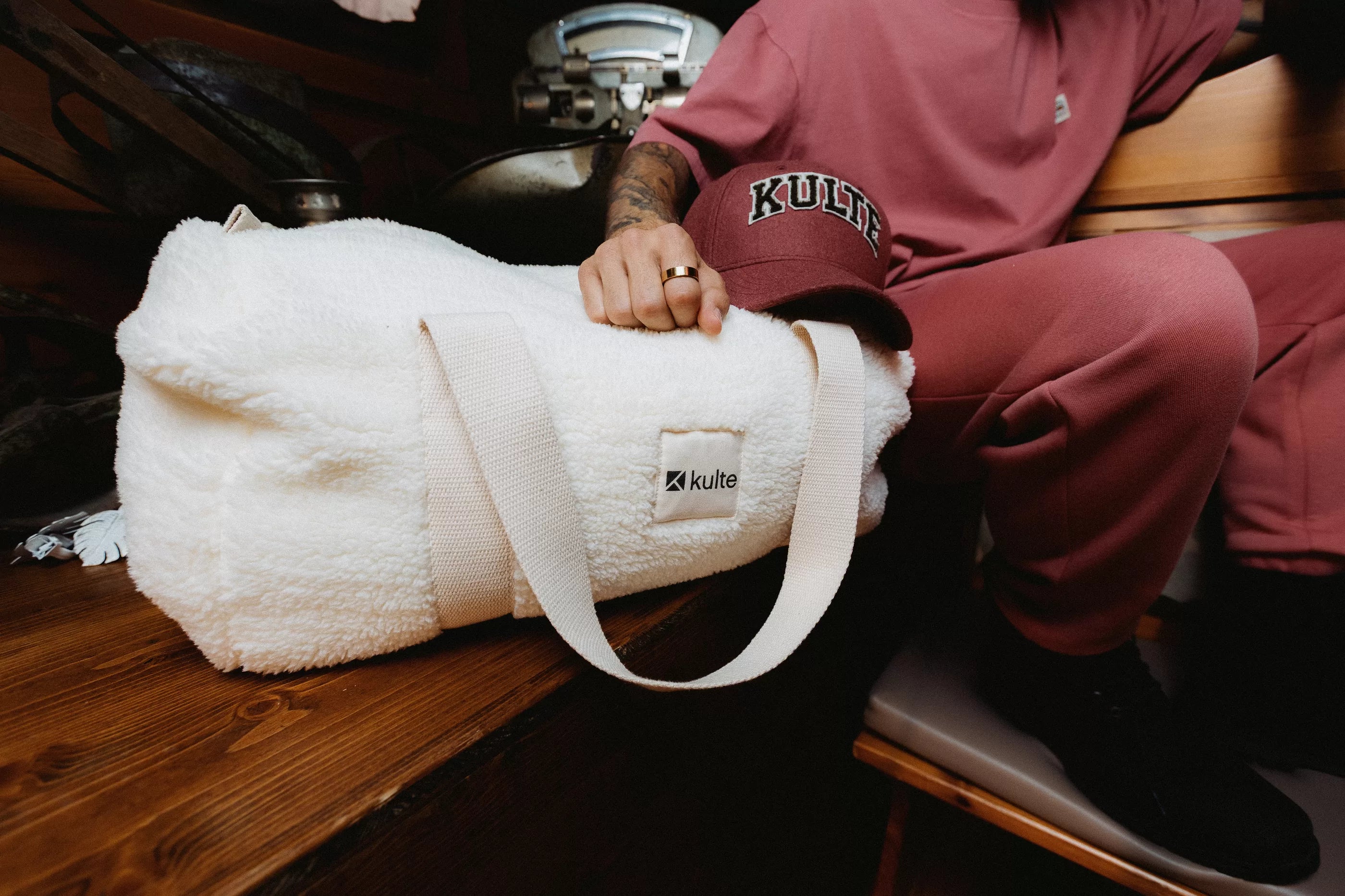 Sac Bart Polaire Sherpa off white KULTE, détail