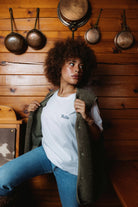 Sleeveless Fleece Vest Khaki KULTE, worn